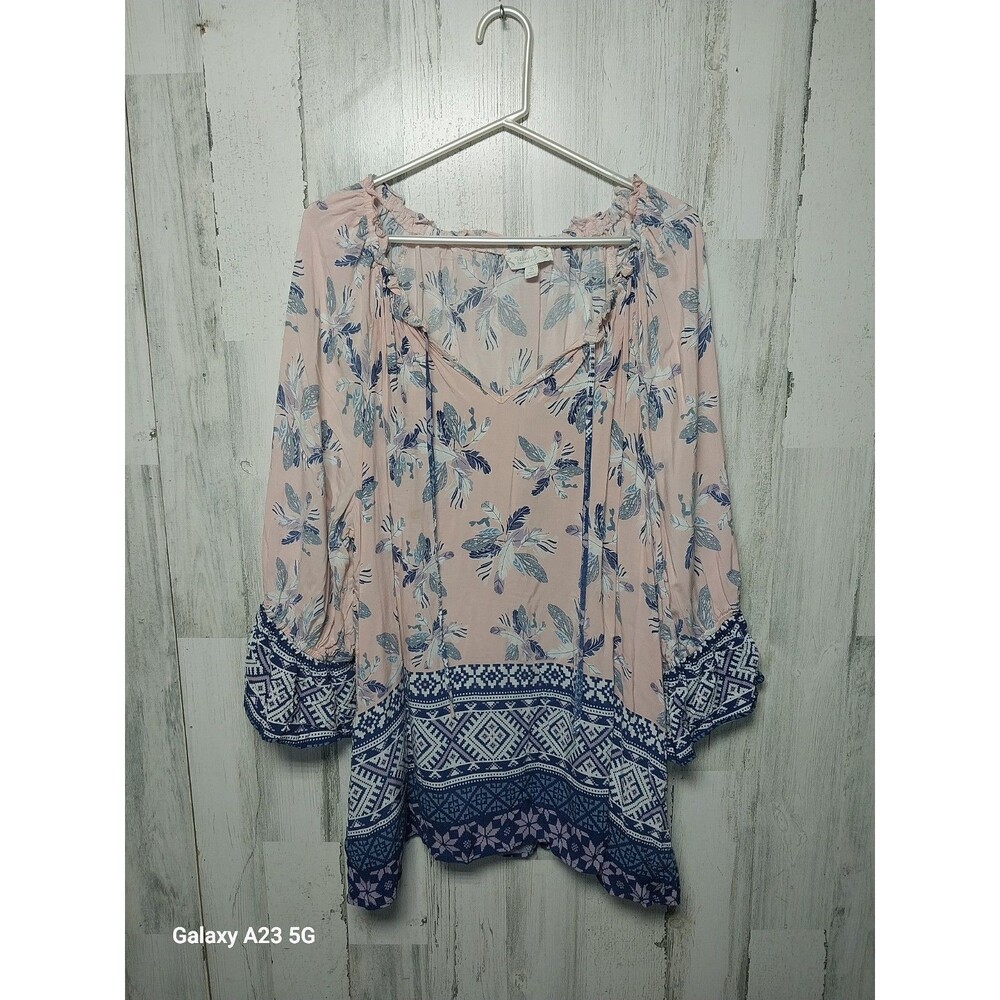 Weekend By Suzanne Betro Pink Blue Blouse Size 3X
